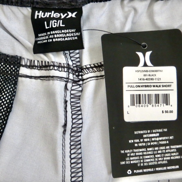 NEW! Hurley Pull On Hybrid Walk Shorts Quick Dry Gray Mens S, M, L, XL - Picture 9 of 15